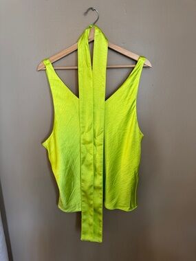 Wildfang Empower Satin Cami - Neon Lime